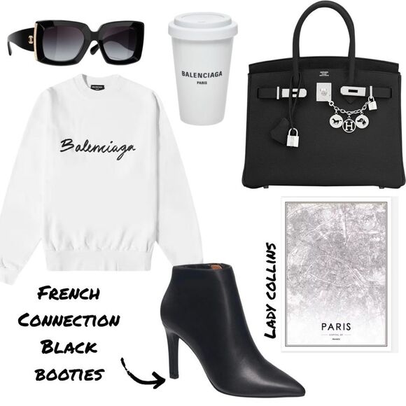 French Connection Black Vegan Leather Interior Zip Boot / Heeled Bootie - Picture 1 of 4